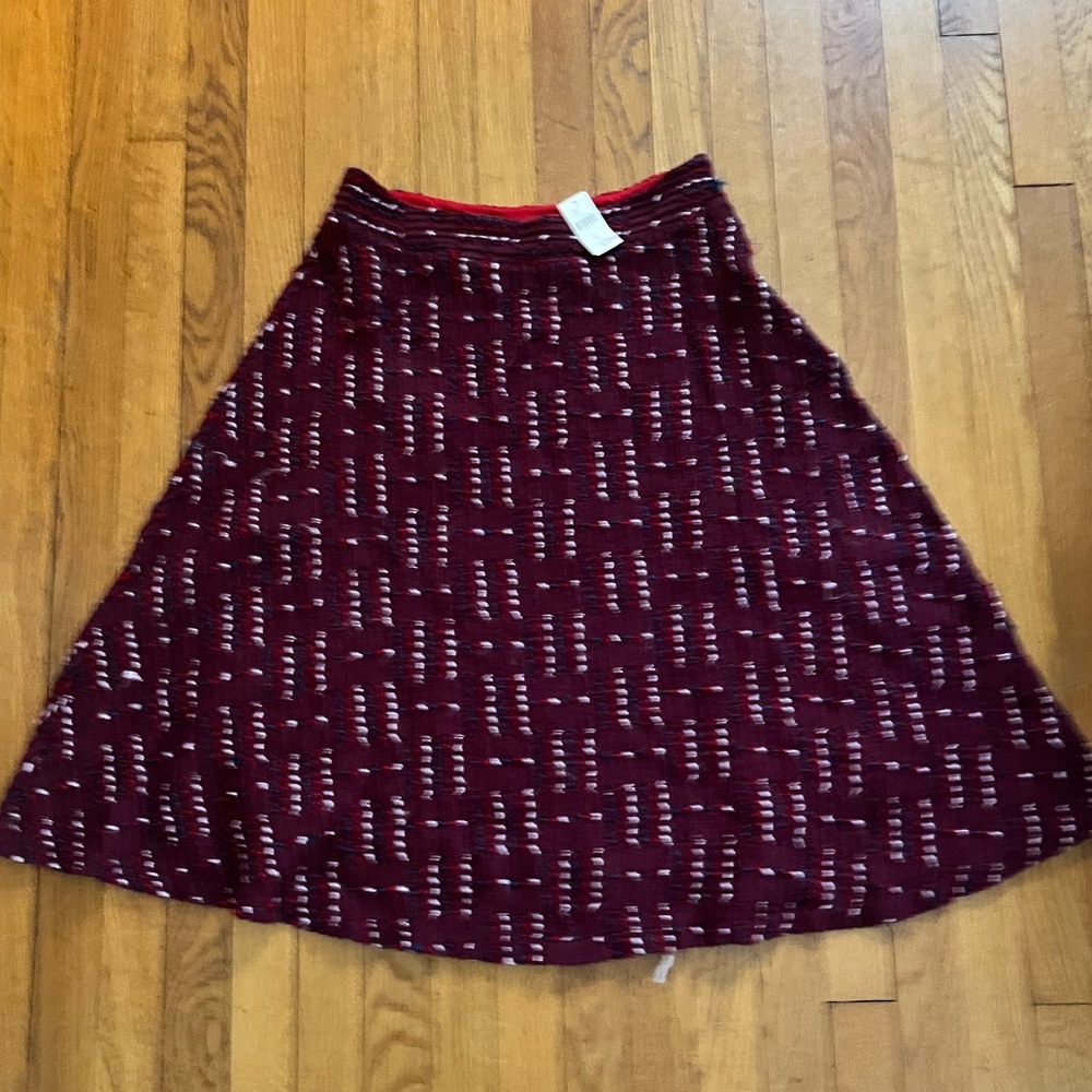 Anthropologie Maroon Lined A-Line Sweater Skirt